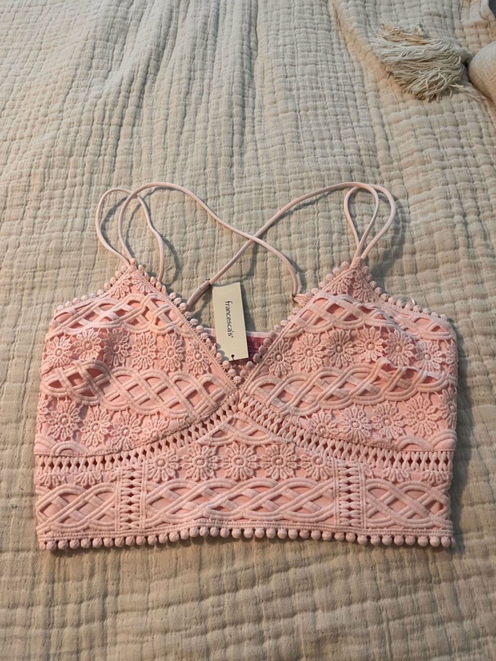 Francesca's Collections Light Pink Crochet Lace Camisole M NWTT